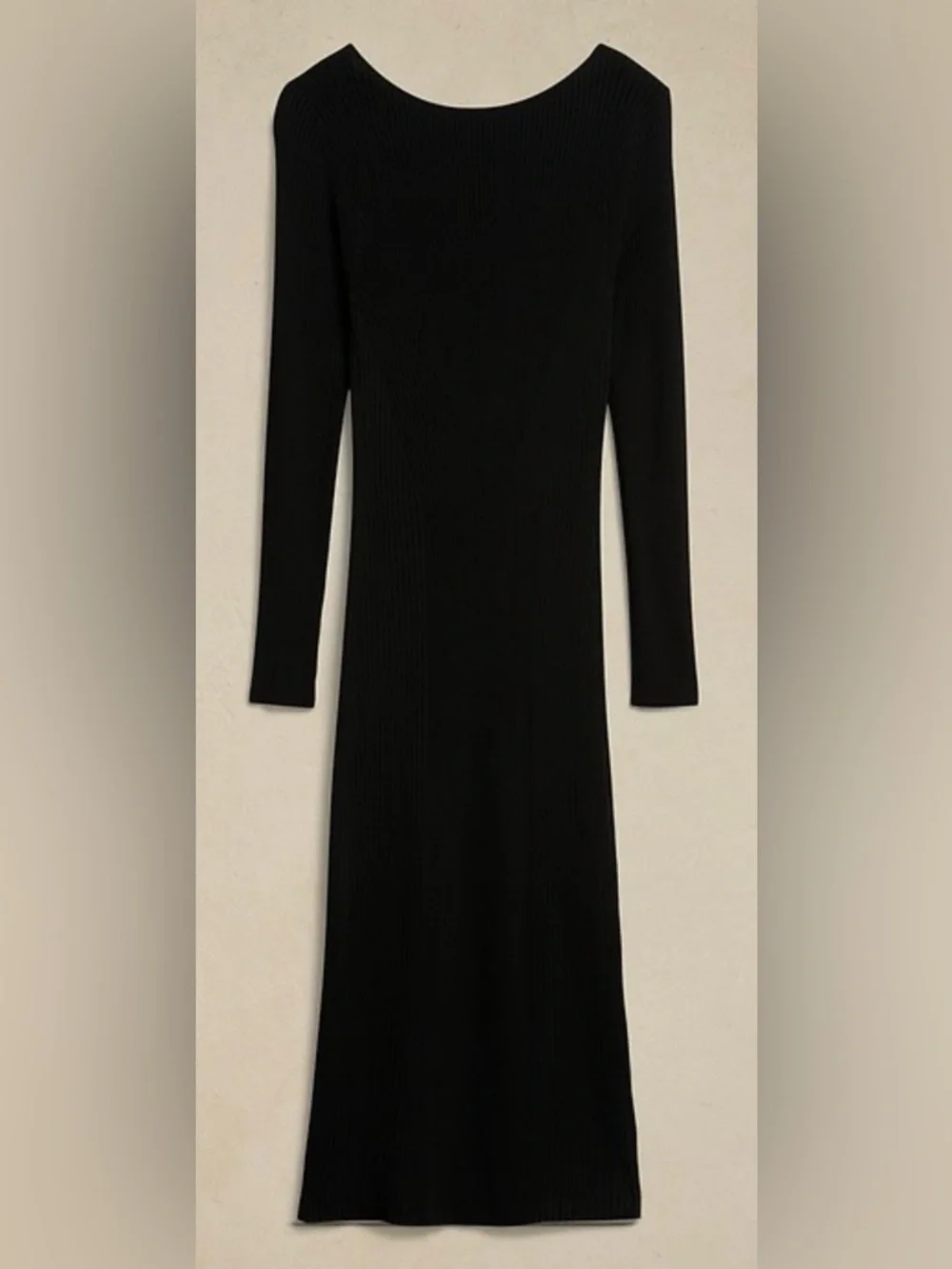Banana Republic Ines Scoop-back Black Ribbed Backless Midi Dress - Picture 5 of 9